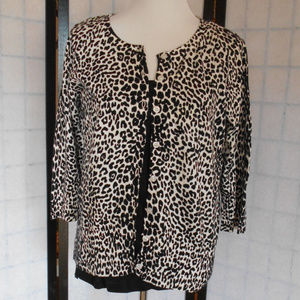 AB Studio Women’s Black and White Leopard Cardigan